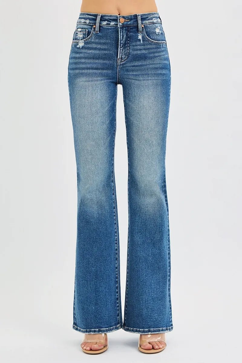 RISEN Full Size Tummy Control High Rise Flare Jeans/ Plus Size - Robbi & Angel