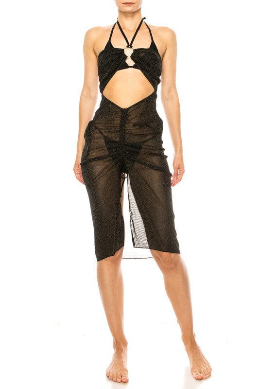 ONE PIECE HALTER NECKLINE SHIMMER ORGANZA RUCHED C - Robbi & Angel