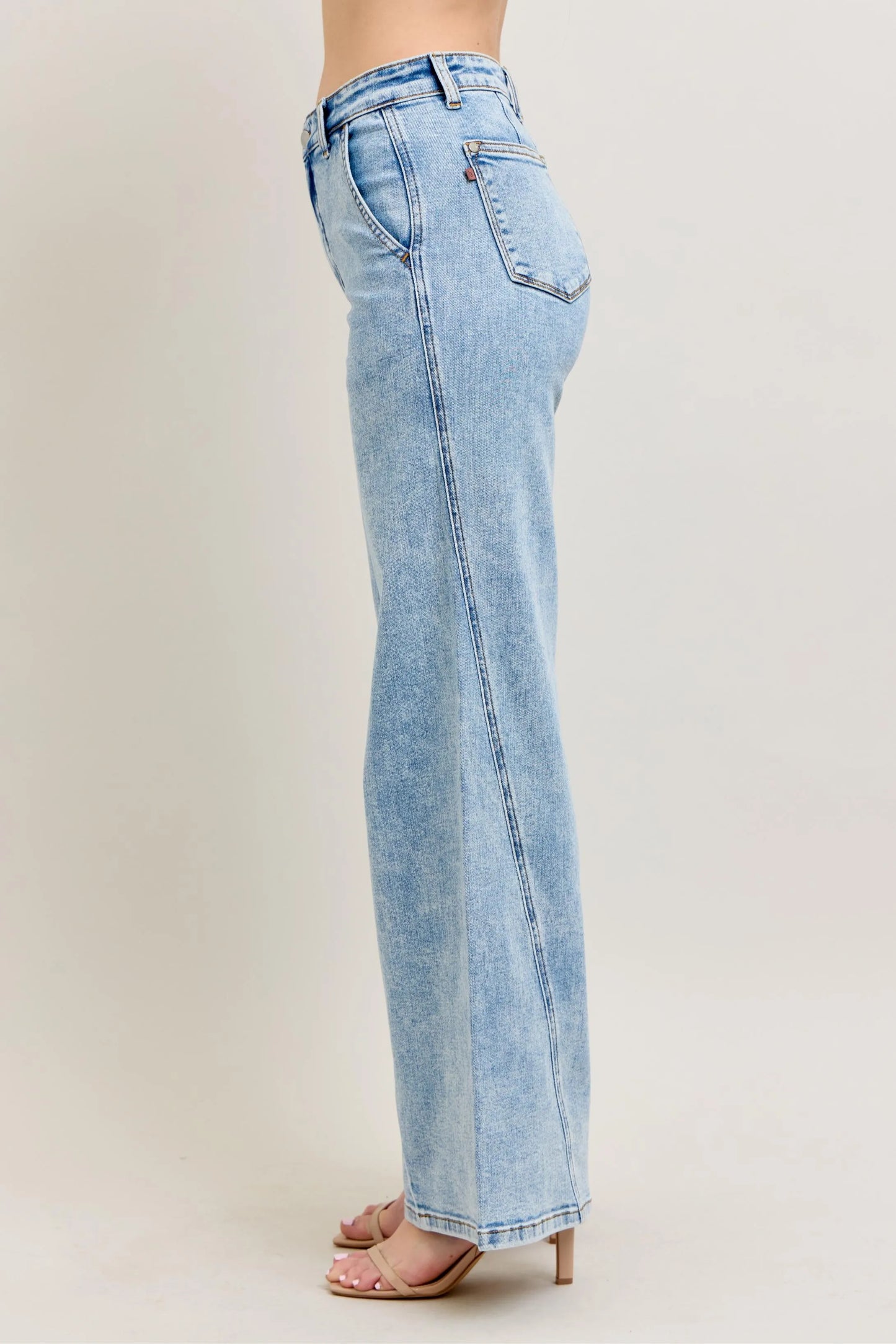 Judy Blue Full Size High Waist Wide Leg Jeans with Skewed Inseam Plus Size - Robbi & Angel
