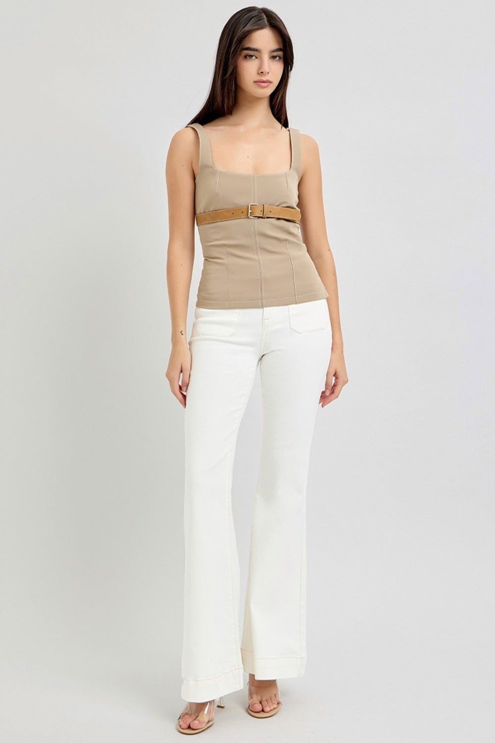 RISEN Full Size High Rise Front Patch Pocket Flare Jeans - Robbi & Angel