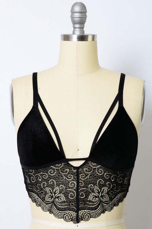 Velvet longline Lace Bralette - Robbi & Angel