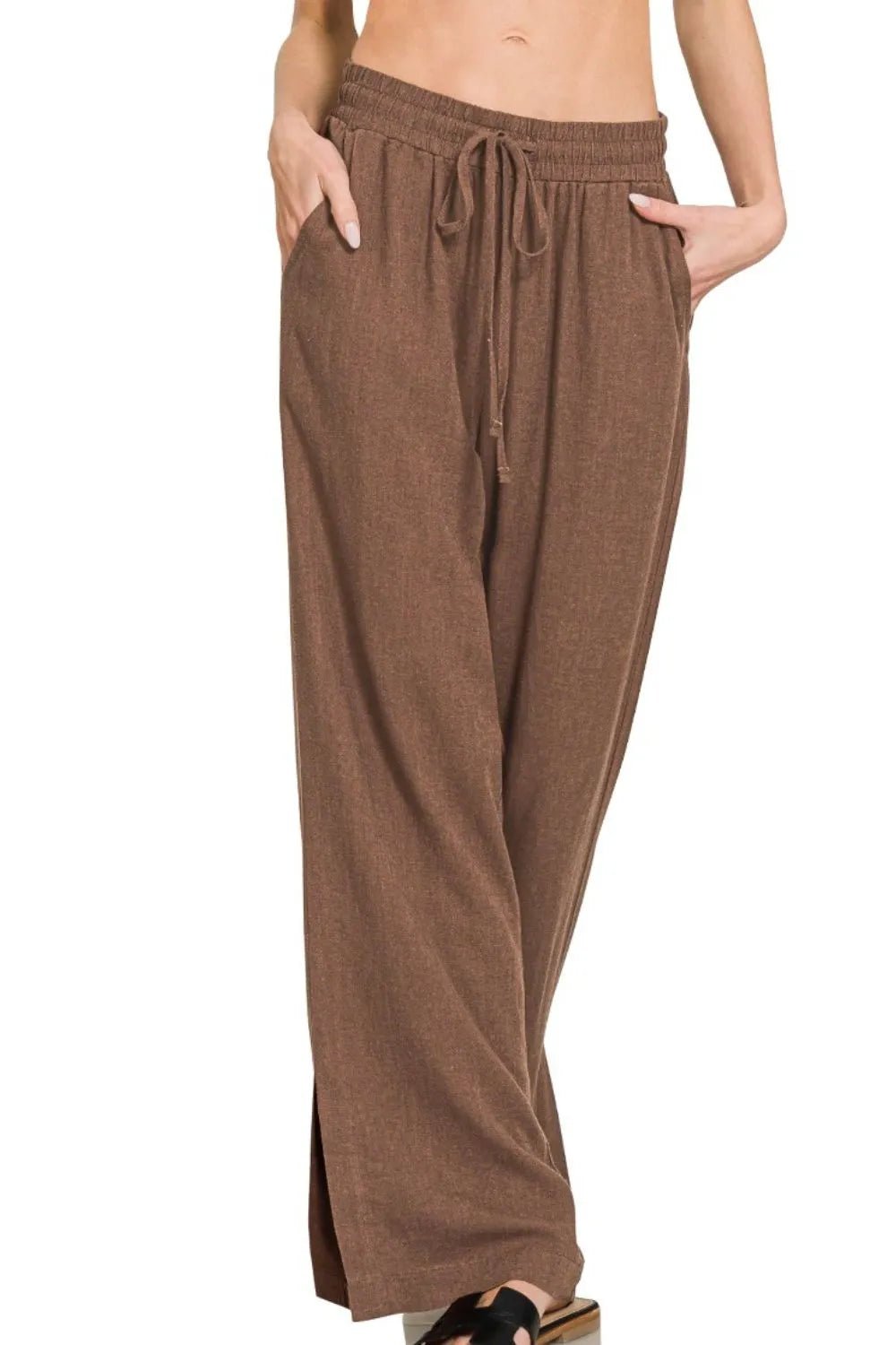 Zenana Linen Drawstring Pants - Robbi & Angel