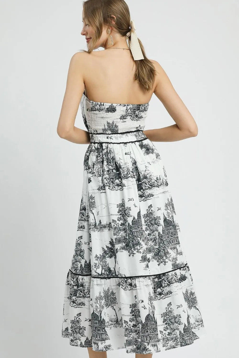 Umgee Printed Tiered Tube Midi Dress - Robbi & Angel
