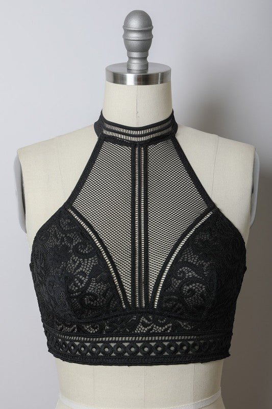 High Neck Mesh Choker Bralette - Robbi & Angel