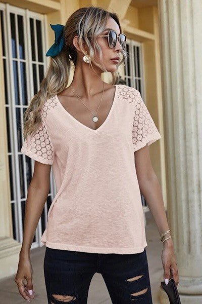 V neck top with lace detailing - Robbi & Angel