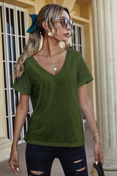 V neck top with lace detailing - Robbi & Angel