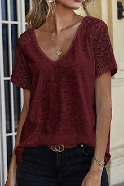V neck top with lace detailing - Robbi & Angel