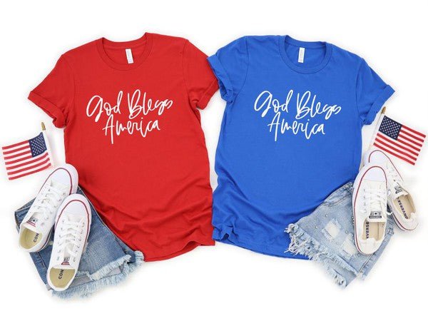 God Bless America Crew Neck Softstyle Tee - Robbi & Angel