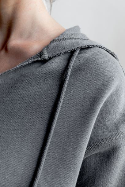 Grey Raw Edges Cropped Hoodie and Bottom Sets - Robbi & Angel