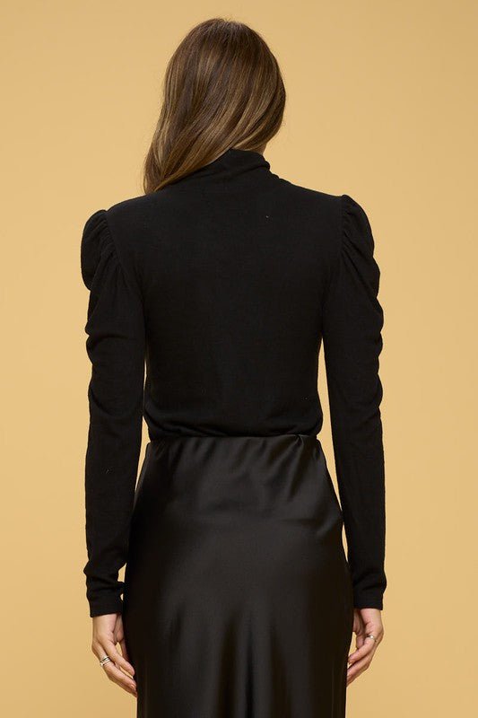 Solid Turtle neck Puff Sleeve Top - Robbi & Angel