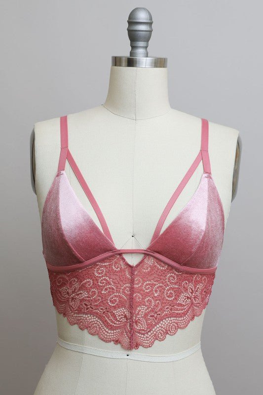 Velvet longline Lace Bralette - Robbi & Angel