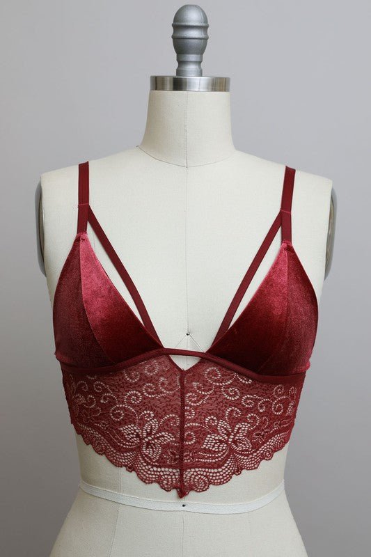 Velvet longline Lace Bralette - Robbi & Angel