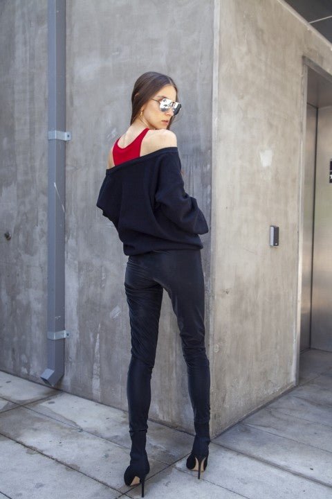 Two Layered Knit Sweater - Red - Robbi & Angel