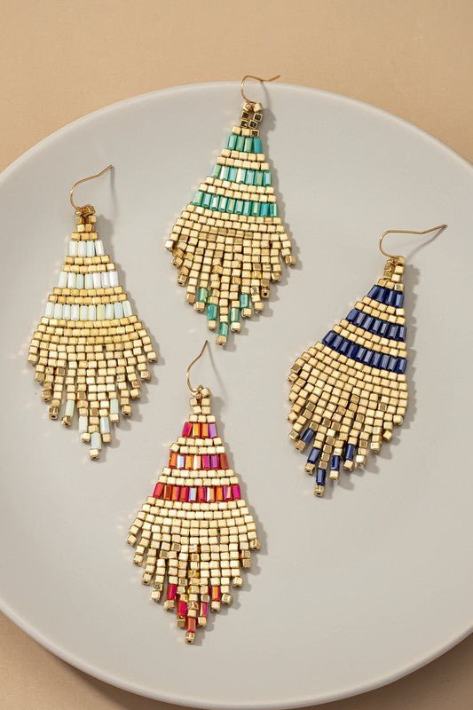 Handmade metallic cube bead tassel earrings - Robbi & Angel