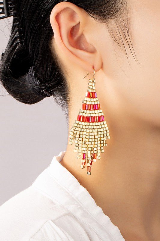 Handmade metallic cube bead tassel earrings - Robbi & Angel