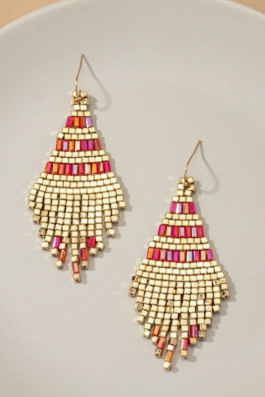 Handmade metallic cube bead tassel earrings - Robbi & Angel