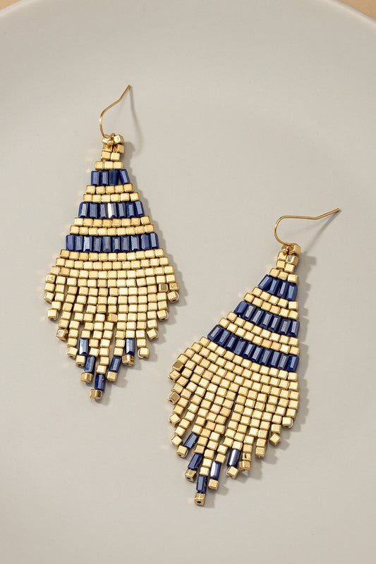 Handmade metallic cube bead tassel earrings - Robbi & Angel