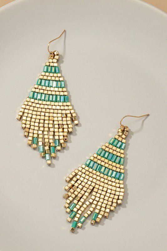 Handmade metallic cube bead tassel earrings - Robbi & Angel