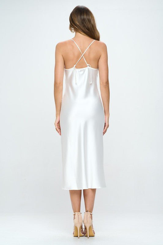 Satin Bias Slip Dress with Slit - Robbi & Angel