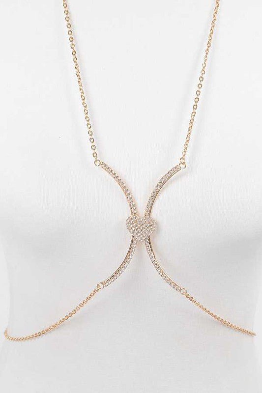 Rhinestone Heart Accent Body Chain - Robbi & Angel