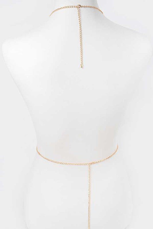Rhinestone Heart Accent Body Chain - Robbi & Angel
