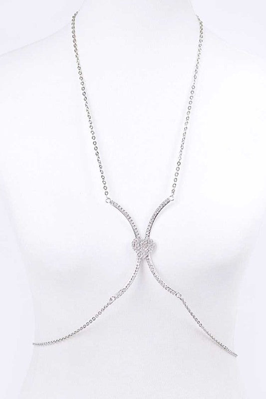 Rhinestone Heart Accent Body Chain - Robbi & Angel