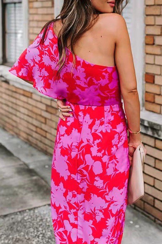 Floral One Shoulder Dress - Robbi & Angel