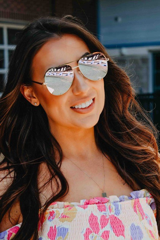 Pink Gold High Quality Unisex Aviator Sunglasses - Robbi & Angel
