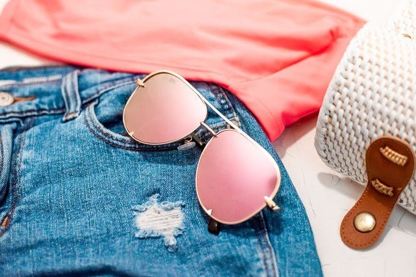 Pink Gold High Quality Unisex Aviator Sunglasses - Robbi & Angel