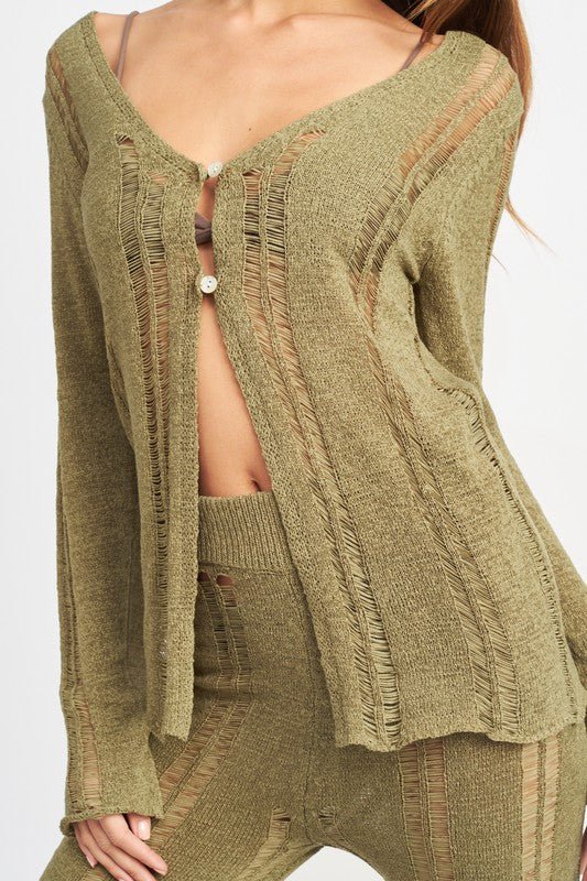 BUTTON UP LADDERED CARDIGAN TOP - Robbi & Angel