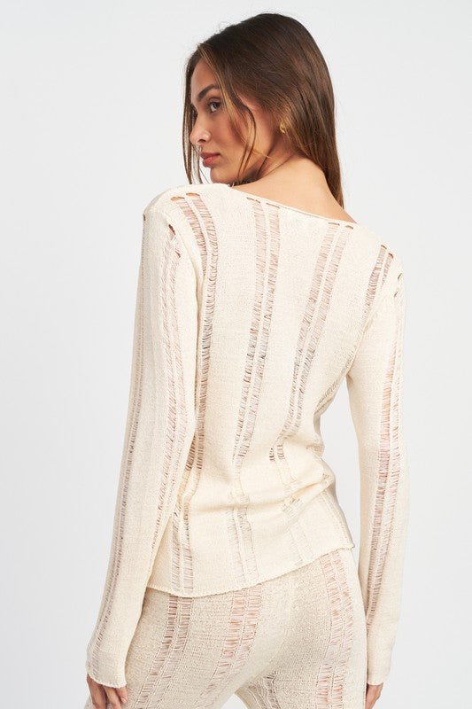 BUTTON UP LADDERED CARDIGAN TOP - Robbi & Angel