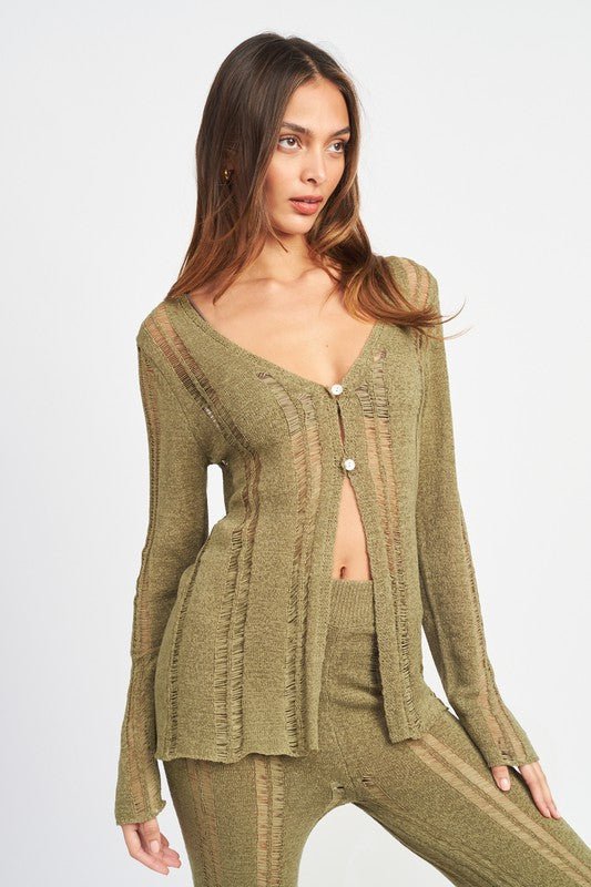 BUTTON UP LADDERED CARDIGAN TOP - Robbi & Angel
