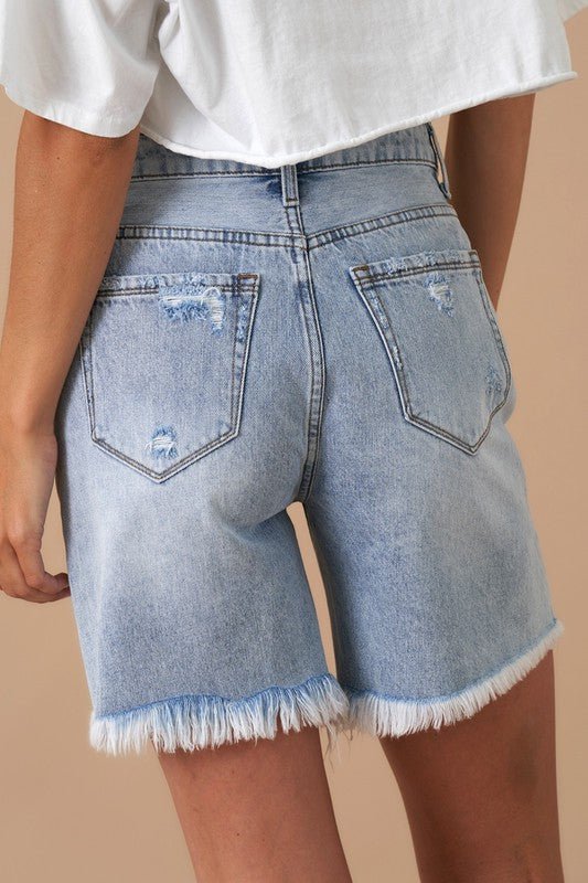 HIGH RISE BERMUDA DENIM SHORTS - Robbi & Angel