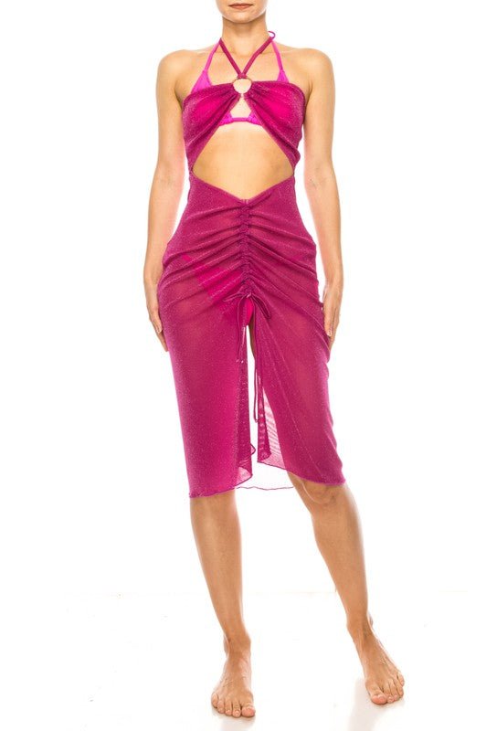 ONE PIECE HALTER NECKLINE SHIMMER ORGANZA RUCHED C - Robbi & Angel
