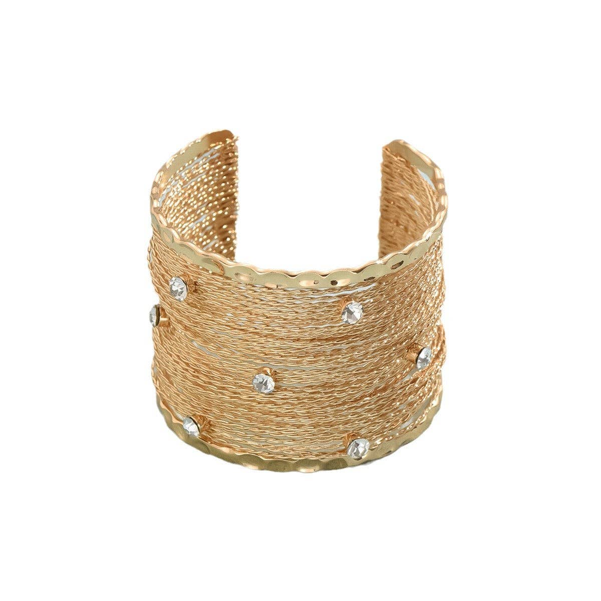 Sparkling Rhinestone Layered Mesh Open Bracelet DP25824