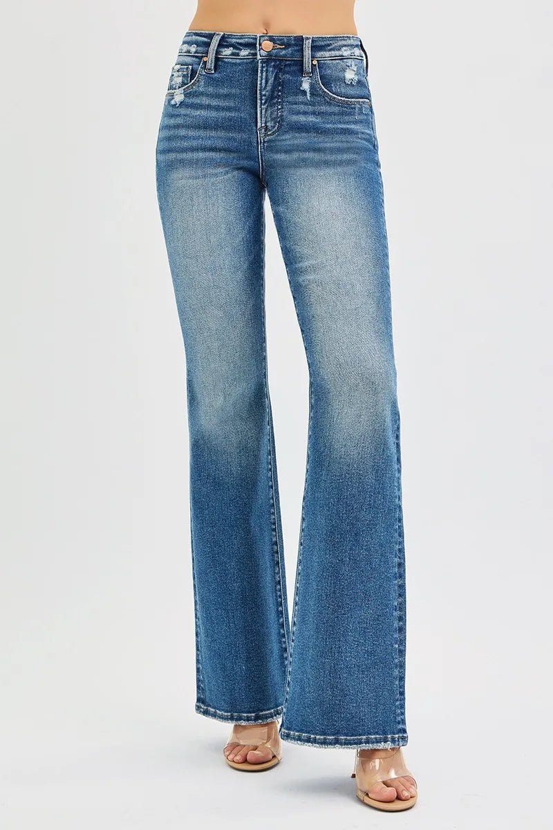 RISEN Full Size Tummy Control High Rise Flare Jeans/ Plus Size - Robbi & Angel