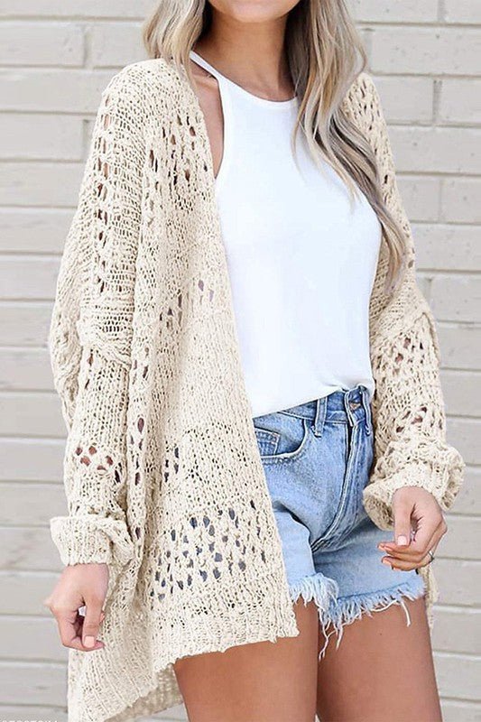 Crochet Dolman Knit Sleeve Cardigan - Robbi & Angel