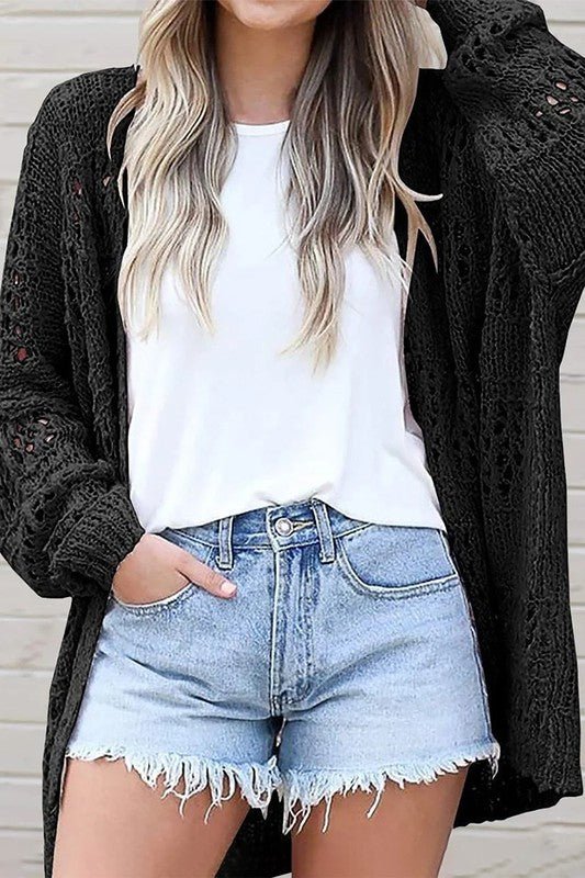 Crochet Dolman Knit Sleeve Cardigan - Robbi & Angel