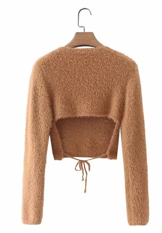 Fuzzy open back cropped sweater - Robbi & Angel