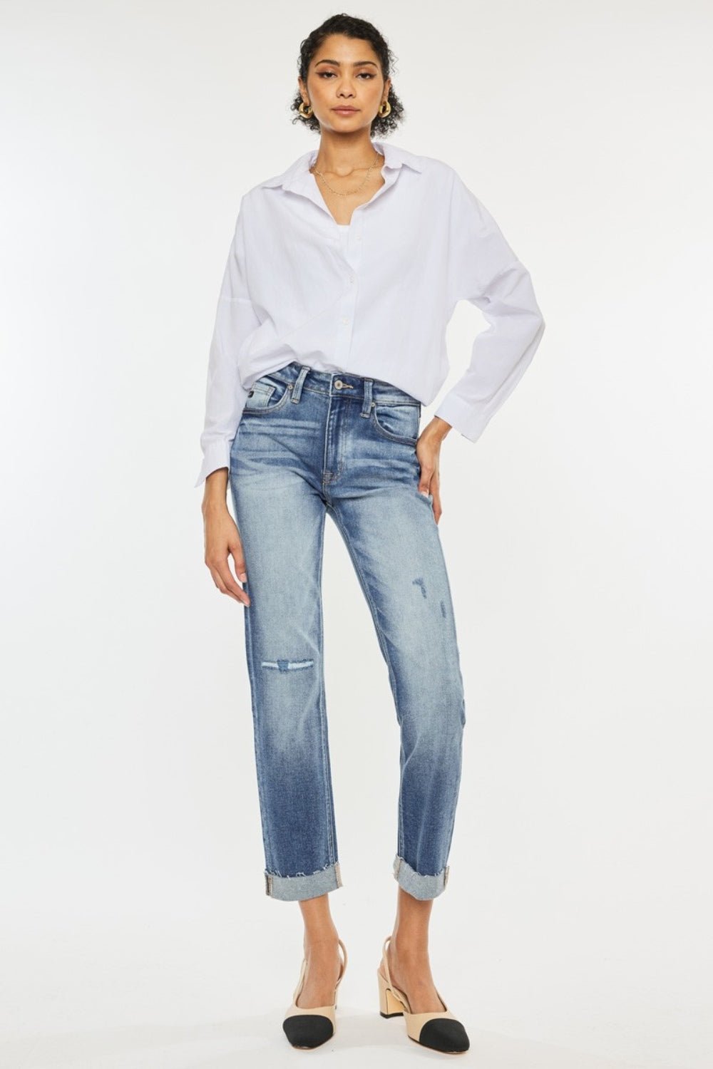 Kancan High Rise Cuffed Straight Jeans - Robbi & Angel