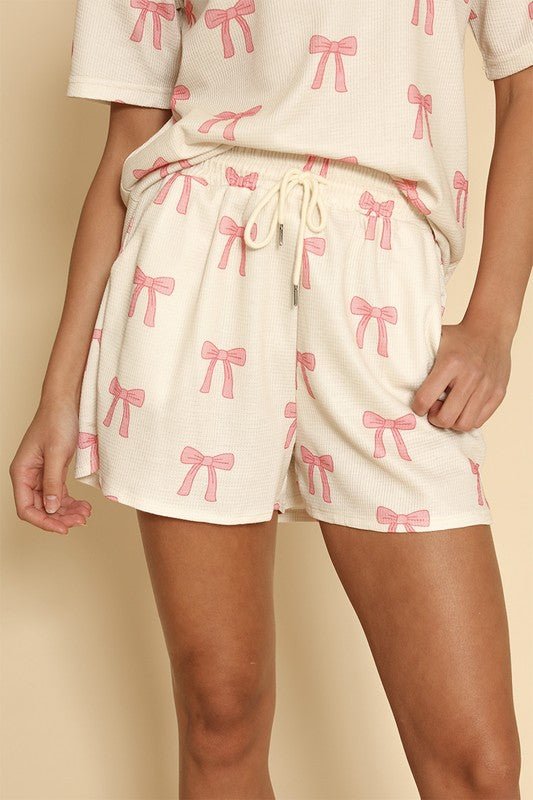Novelty printed waffle pajama/ lounge shorts set - Robbi & Angel