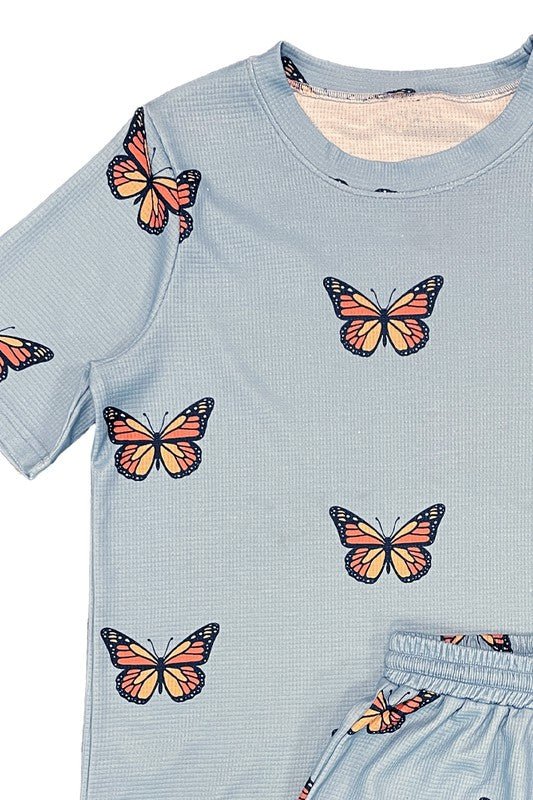 Novelty printed waffle pajama/ lounge shorts set - Robbi & Angel