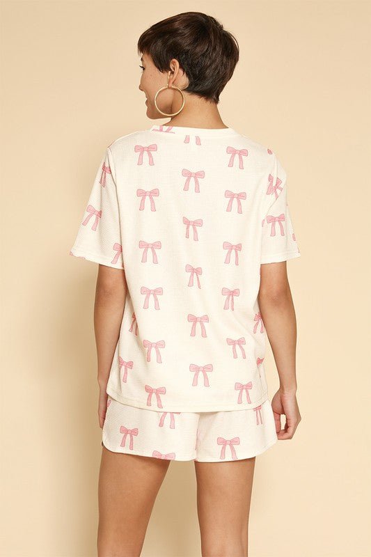 Novelty printed waffle pajama/ lounge shorts set - Robbi & Angel