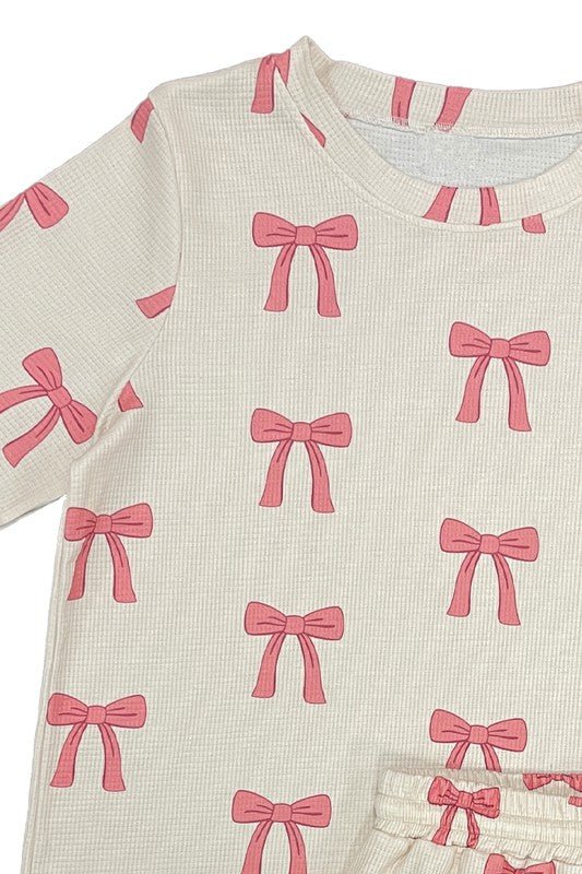 Novelty printed waffle pajama/ lounge shorts set - Robbi & Angel