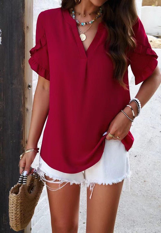 V neck ruffle blouse - Robbi & Angel