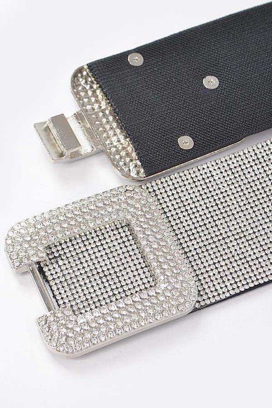 Crystal Buckle Rhinestone Elastic Belt - Robbi & Angel