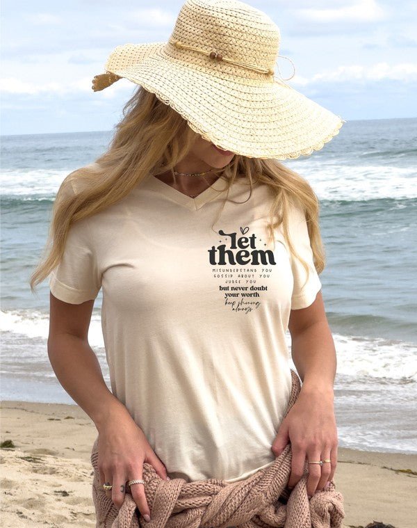 Let Them Graphic V-Neck Tee