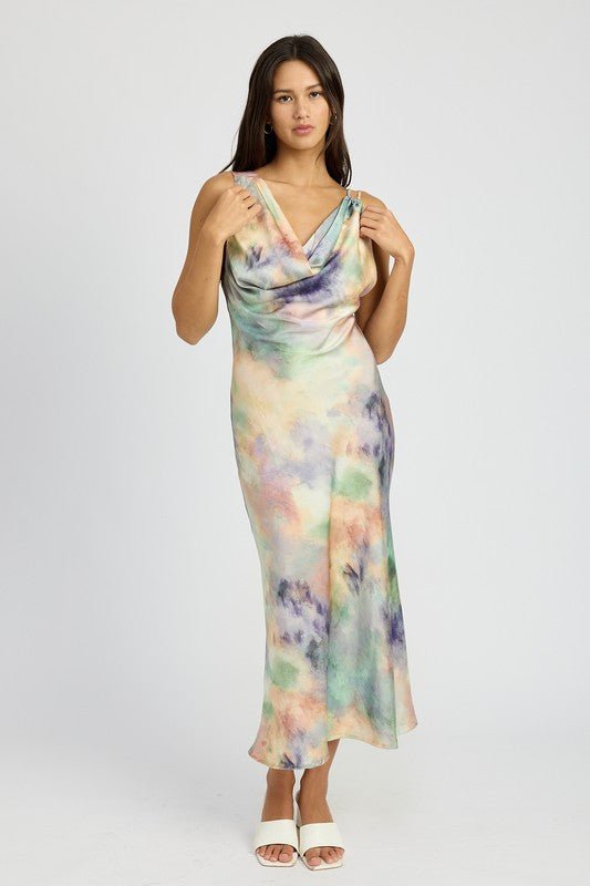 COWL NECK MIDI BIAS DRESS - Robbi & Angel
