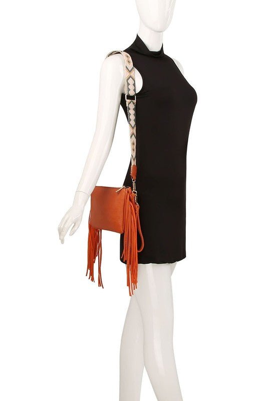 Aztec Guitar Strap Fringe Clutch Crossbody Bag - Robbi & Angel