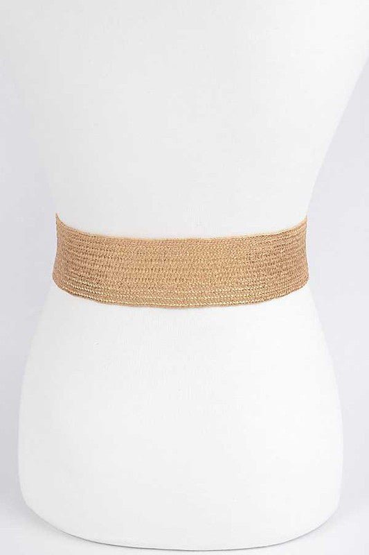 Metallic Faux Straw Elastic Belt - Robbi & Angel
